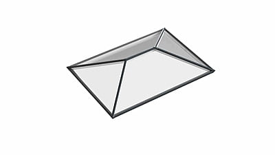 Ridged Aluminium Lantern Roof 1m x 1.4m (4 Pane 2WAY)