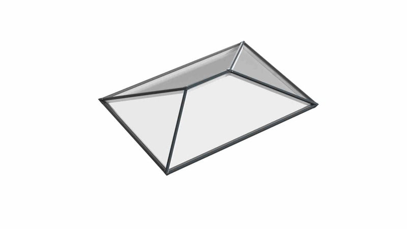 Ridged Aluminium Lantern Roof 1.3m x 2.2m (4 Pane 2WAY)