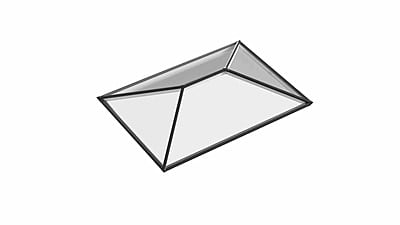 Ridged Aluminium Lantern Roof 2m x 2.2m (4 Pane 2WAY)