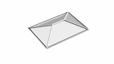 Ridged Aluminium Lantern Roof 1m x 1.4m (4 Pane 2WAY)