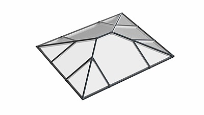 Ridged Aluminium Lantern Roof 2.2m x 3.4m (12 Pane 2WAY)