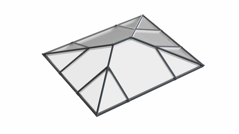Ridged Aluminium Lantern Roof 2.2m x 3.4m (12 Pane 2WAY)