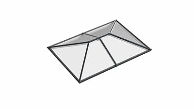 Ridged Aluminium Lantern Roof 1.8m x 2.4m (6 Pane 2WAY)
