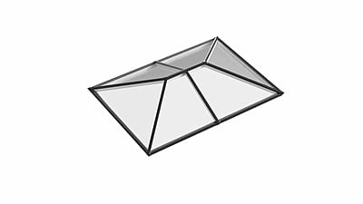 Ridged Aluminium Lantern Roof 1.8m x 2.4m (6 Pane 2WAY)