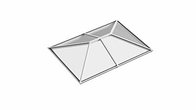 Ridged Aluminium Lantern Roof 1.8m x 2.4m (6 Pane 2WAY)