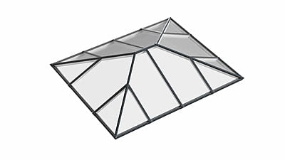Ridged Aluminium Lantern Roof 3m x 3.5m (14 Pane 2WAY)