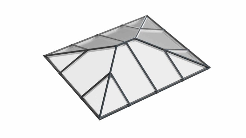 Ridged Aluminium Lantern Roof 3m x 3.5m (14 Pane 2WAY)