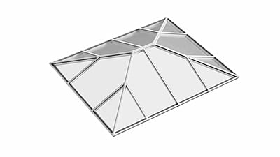Ridged Aluminium Lantern Roof 3m x 3.5m (14 Pane 2WAY)