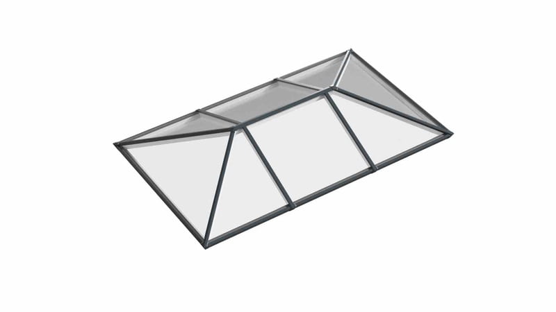 Ridged Aluminium Lantern Roof 1m x 4m (8 Pane 2WAY)