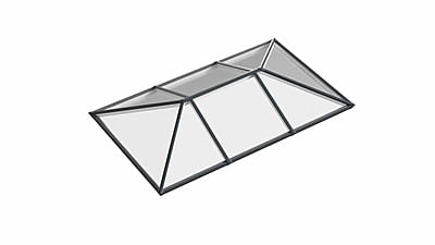 Ridged Aluminium Lantern Roof 2.2m x 4.2m (8 Pane 2WAY)