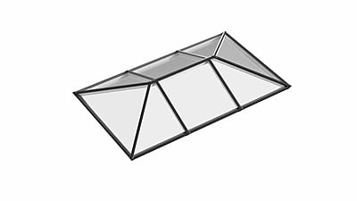 Ridged Aluminium Lantern Roof 1m x 5.6m (8 Pane 2WAY)