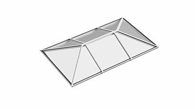 Ridged Aluminium Lantern Roof 2.2m x 4.2m (8 Pane 2WAY)