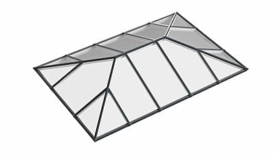Ridged Aluminium Lantern Roof 2m x 3.5m (16 Pane 2WAY) Ridged Aluminium Lantern Roof 2m x 3.5m (16 Pane 2WAY)