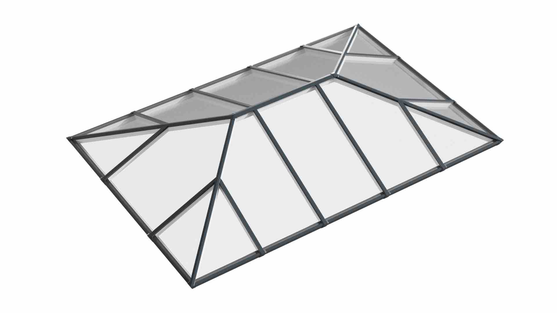 Ridged Aluminium Lantern Roof 2.7m x 5.4m (16 Pane 2WAY)