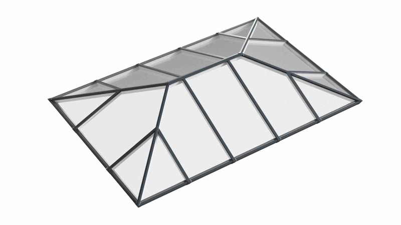 Ridged Aluminium Lantern Roof 2.7m x 6m (16 Pane 2WAY)