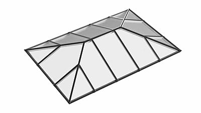 Ridged Aluminium Lantern Roof 2m x 3.5m (16 Pane 2WAY) Ridged Aluminium Lantern Roof 2m x 3.5m (16 Pane 2WAY)