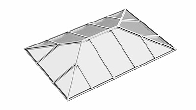 Ridged Aluminium Lantern Roof 2.7m x 5.4m (16 Pane 2WAY)