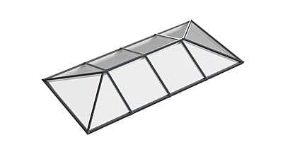 Ridged Aluminium Lantern Roof 1m x 5m (10 Pane 2WAY)