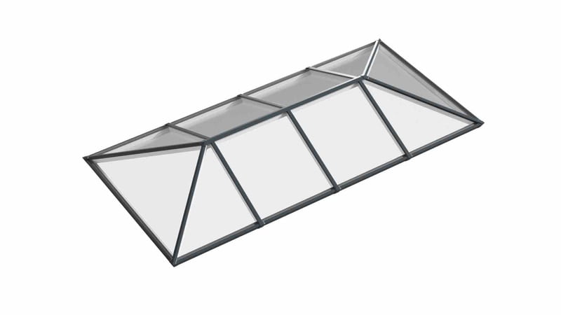Ridged Aluminium Lantern Roof 1m x 5m (10 Pane 2WAY)