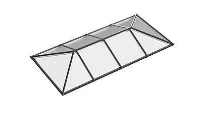 Ridged Aluminium Lantern Roof 2.1m x 5m (10 Pane 2WAY)
