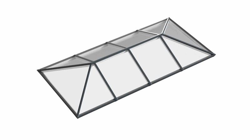 Ridged Aluminium Lantern Roof 2.1m x 5m (10 Pane 2WAY)