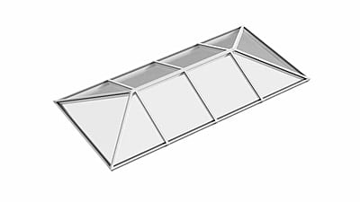 Ridged Aluminium Lantern Roof 1m x 5m (10 Pane 2WAY)