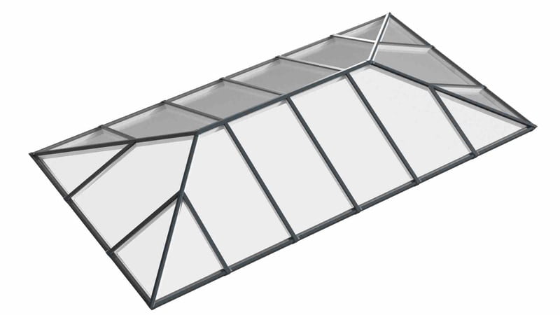 Ridged Aluminium Lantern Roof 3m x 5m (18 Pane 2WAY) Ridged Aluminium Lantern Roof 3m x 5m (18 Pane 2WAY)
