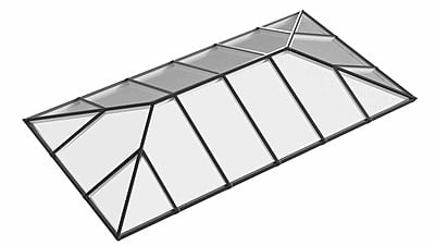 Ridged Aluminium Lantern Roof 3m x 6m (18 Pane 2WAY) Ridged Aluminium Lantern Roof 3m x 6m (18 Pane 2WAY)