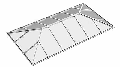 Ridged Aluminium Lantern Roof 2m x 6m (18 Pane 2WAY) Ridged Aluminium Lantern Roof 2m x 6m (18 Pane 2WAY)