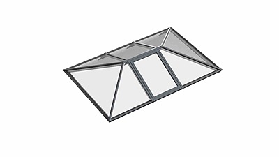 Single Vented Aluminium Lantern Roof 1.1m x 2.5m (8 Pane 2WAY)