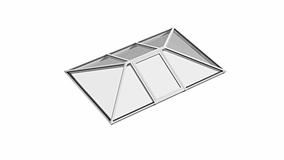 Single Vented Aluminium Lantern Roof 2.2m x 4.5m (8 Pane 2WAY)