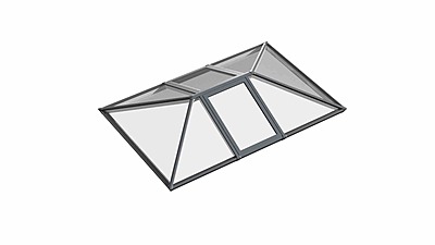 Double Vented Aluminium Lantern Roof 1.2m x 3.4m (8 Pane 2WAY)