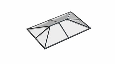 Ridged Aluminium Lantern Roof 2.1m x 3.2m (8 Pane 3WAY)