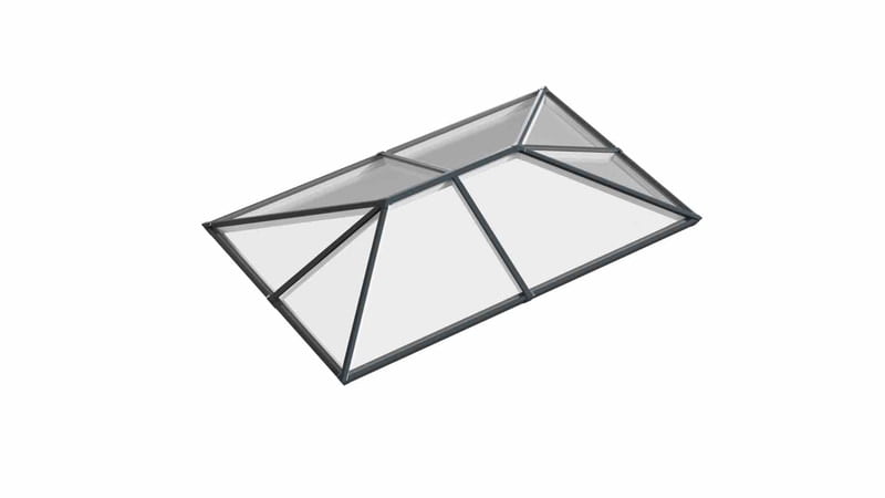 Ridged Aluminium Lantern Roof 2.1m x 3.2m (8 Pane 3WAY)