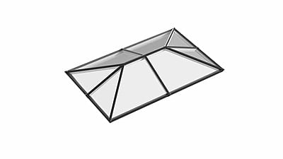 Ridged Aluminium Lantern Roof 2.1m x 3.2m (8 Pane 3WAY)