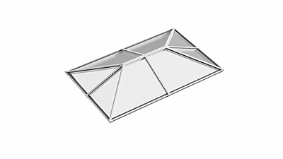 Ridged Aluminium Lantern Roof 2.5m x 3.8m (8 Pane 3WAY)