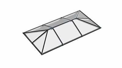 Ridged Aluminium Lantern Roof 2.7m x 4.5m (10 Pane 3WAY)