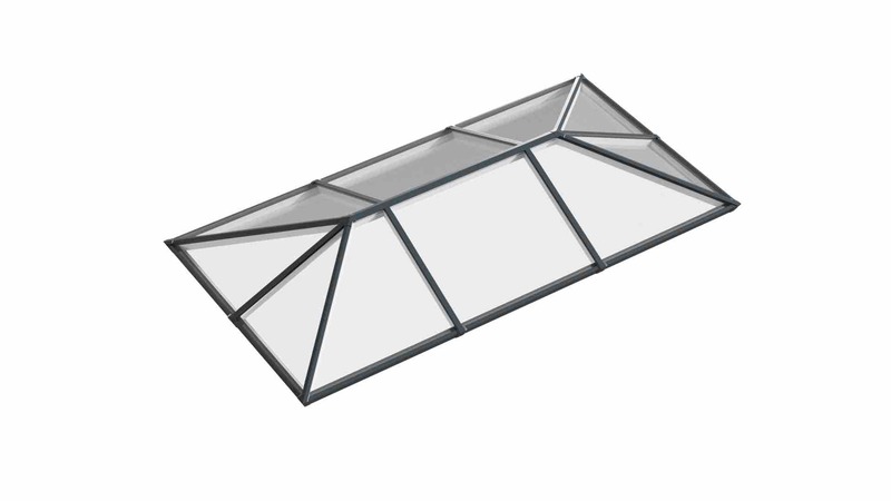 Ridged Aluminium Lantern Roof 2.7m x 4.5m (10 Pane 3WAY)