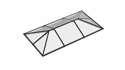 Ridged Aluminium Lantern Roof 2.7m x 4.5m (10 Pane 3WAY)