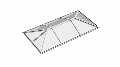 Ridged Aluminium Lantern Roof 2.7m x 4.5m (10 Pane 3WAY)
