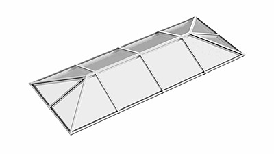 Ridged Aluminium Lantern Roof 1.7m x 5.2m (12 Pane 3WAY)
