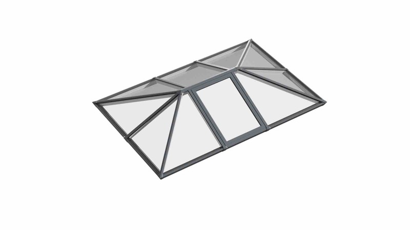 Single Vented Aluminium Lantern Roof 1m x 2.6m (10 Pane 3WAY)