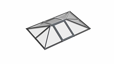 Double Vented Aluminium Lantern Roof 1.2m x 4.7m (10 Pane 3WAY) Double Vented Aluminium Lantern Roof 1.2m x 4.7m (10 Pane 3WAY)