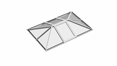 Double Vented Aluminium Lantern Roof 1.2m x 4.7m (10 Pane 3WAY) Double Vented Aluminium Lantern Roof 1.2m x 4.7m (10 Pane 3WAY)