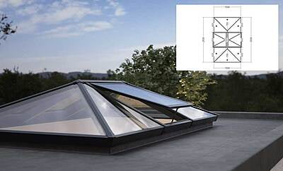 Double Vented Lantern Roof 1.5m x 2.5m