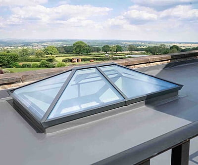 Ridged Aluminium Lantern Roof 1m x 1.4m (4 Pane 2WAY)